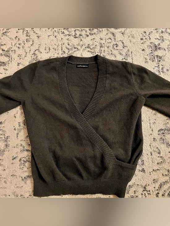 Softome Sweaters - Softome Deep V-Neck Wrap Front Long Sleeve Sweater Green XL